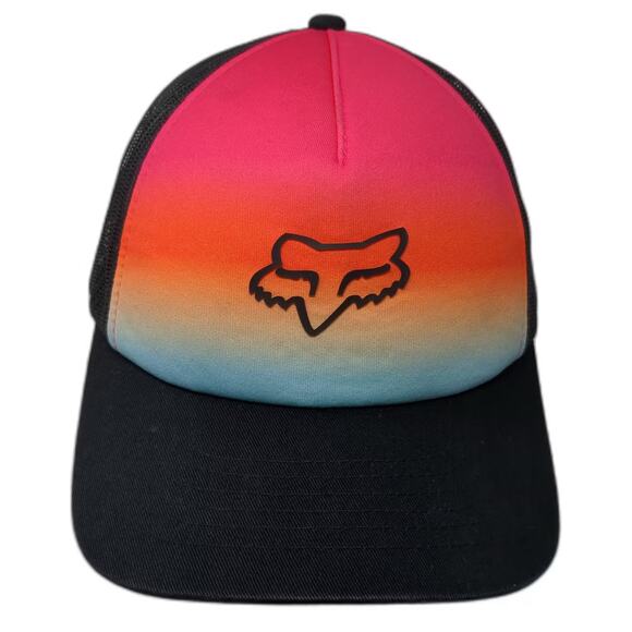Fox Other - Fox Racing Trucker Hat Black Pink Gradient Logo Mesh Back Snapback OSFA Headwear
